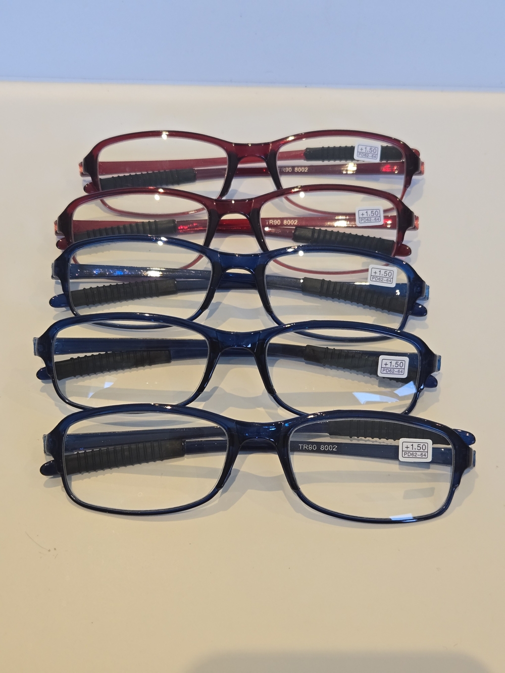PROFLEX SpareSpecs Flexible Reading Glasses 5pcs Oval Blue And Red